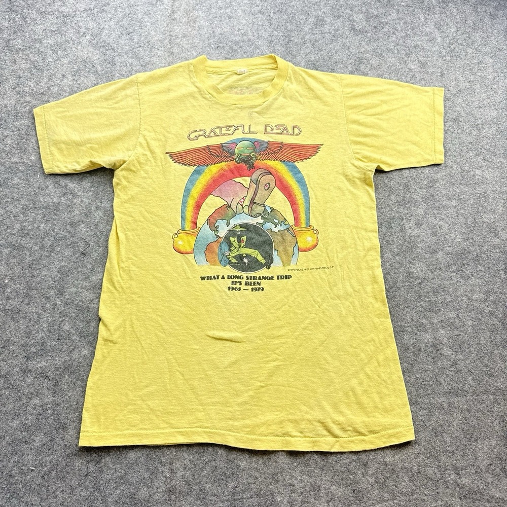 Vintage Grateful Dead Shirt Mens XS S Yellow 1979 Tour Mouse Kelley Band Tee 70s